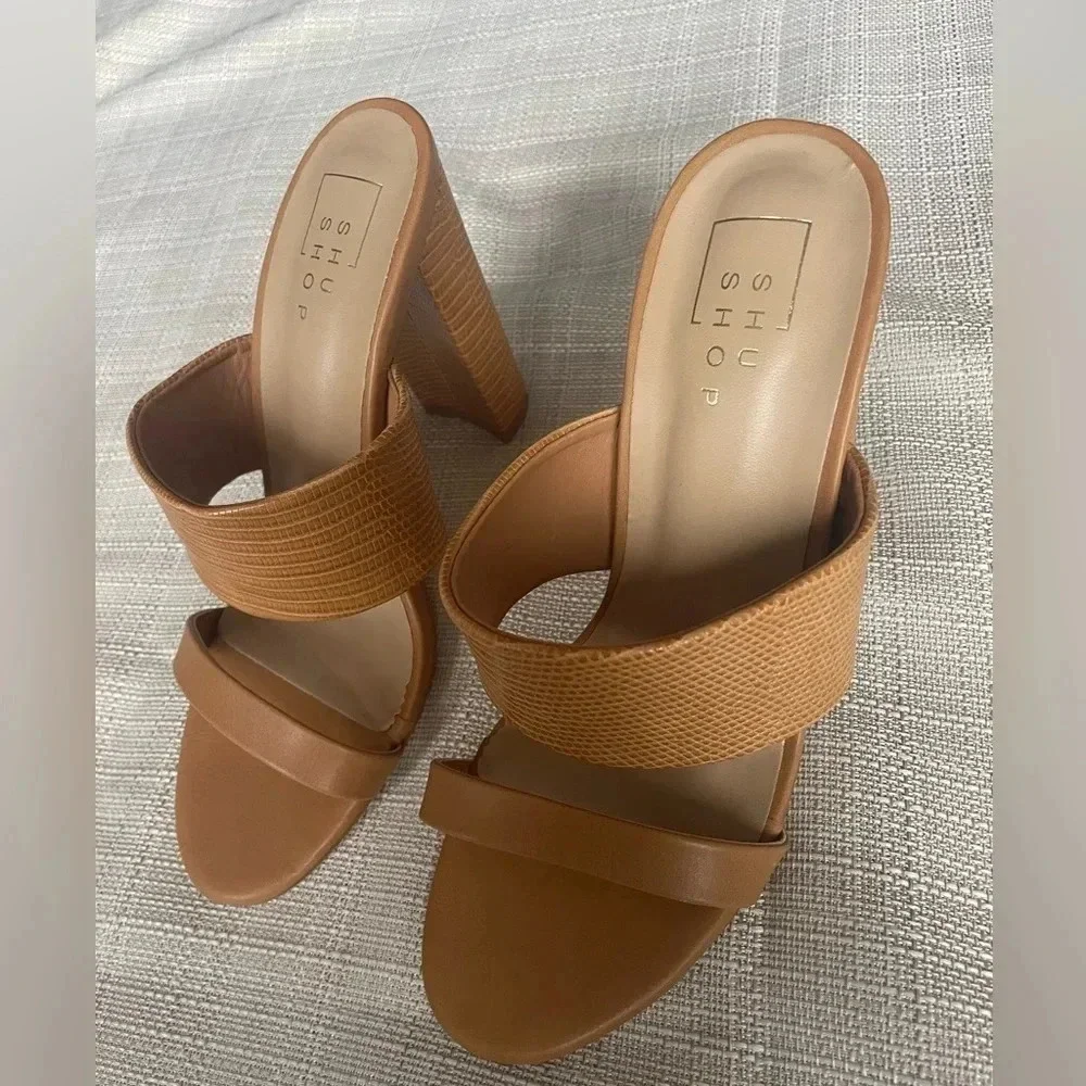 Women’s Brown Leather Strappy Heels - Sz. 8